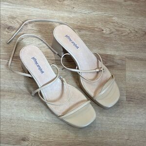 Jeffrey Campbell Beige Strappy Block Heel Sandals